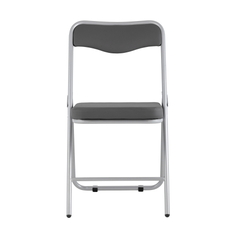Складной стул Джонни экокожа серый каркас металлик
