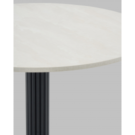 Стол круглый Фризбин D90, столешница МДФ ледяной камень, основание металл черный