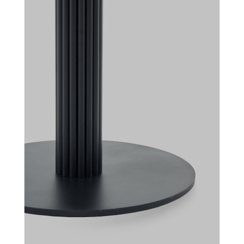 Стол круглый Фризбин D90, столешница МДФ ледяной камень, основание металл черный