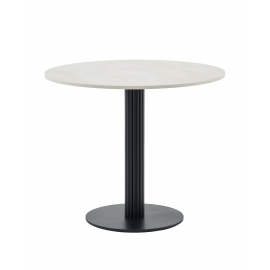 Стол круглый Фризбин D90, столешница МДФ ледяной камень, основание металл черный