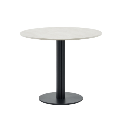Стол круглый Фризбин D90, столешница МДФ ледяной камень, основание металл черный