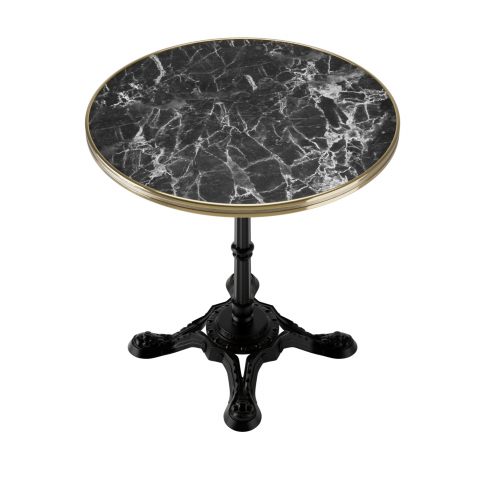 Стол Paris W d=800 мм цвет мраморный караджабей / латунь кромка из металла