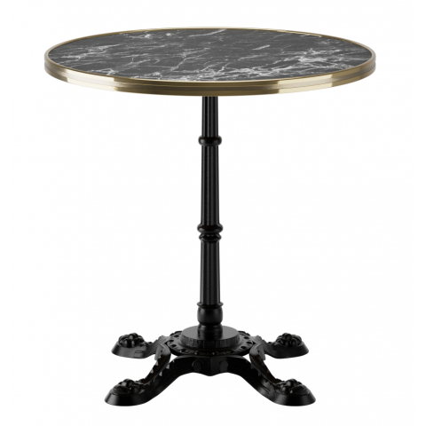 Стол Paris W d=800 мм цвет мраморный караджабей / латунь кромка из металла