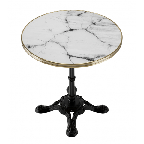 Стол Paris W d=800 мм цвет Мраморный опиум/латунь кромка из металла