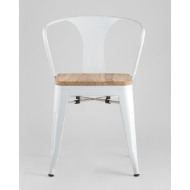 Стул Tolix ARM WOOD с подлокотниками белый