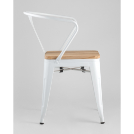 Стул Tolix ARM WOOD с подлокотниками белый