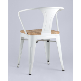 Стул Tolix ARM WOOD с подлокотниками белый