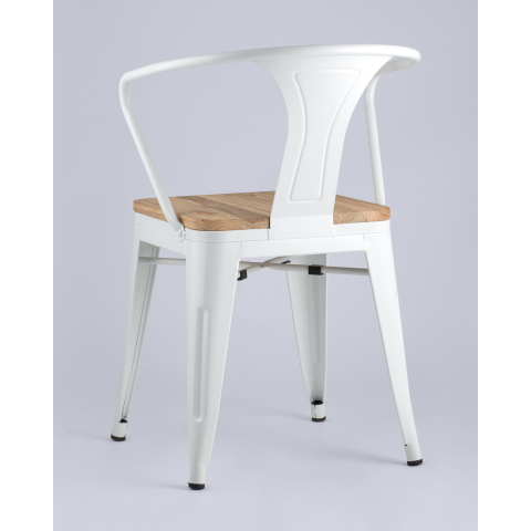 Стул Tolix ARM WOOD с подлокотниками белый
