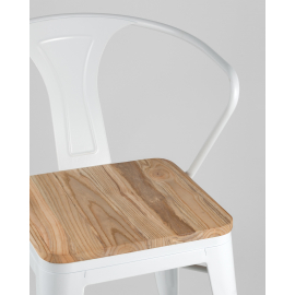 Стул Tolix ARM WOOD с подлокотниками белый