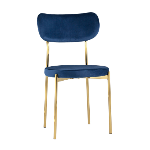 Стул Барбара велюр синий с золотыми ножками