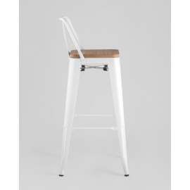 Стул барный TOLIX style wood со спинкой белый глянцевый