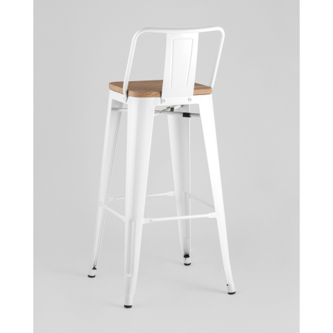 Стул барный TOLIX style wood со спинкой белый глянцевый