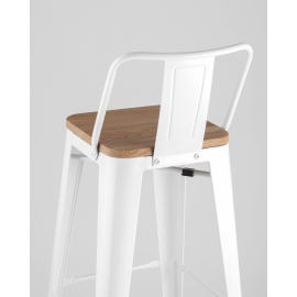 Стул барный TOLIX style wood со спинкой белый глянцевый