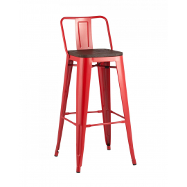 Стул барный TOLIX style wood со спинкой красный глянцевый