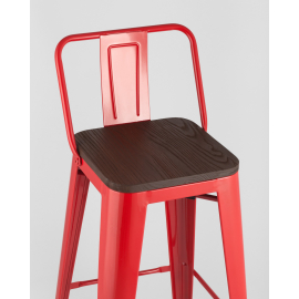 Стул барный TOLIX style wood со спинкой красный глянцевый