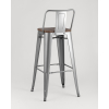 Стул барный TOLIX style wood со спинкой серебристый матовый