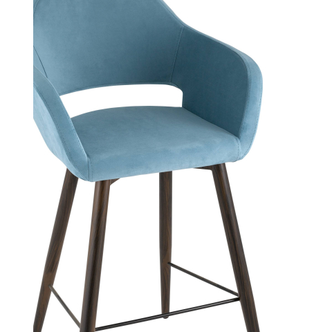 Стул барный Саймон велюр пыльно-голубой