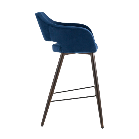 Стул барный Саймон велюр тёмно-синий