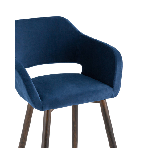 Стул барный Саймон велюр тёмно-синий