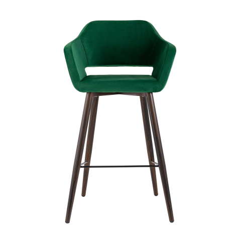 Стул барный Саймон велюр темно-зеленый