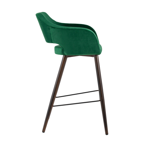 Стул барный Саймон велюр темно-зеленый
