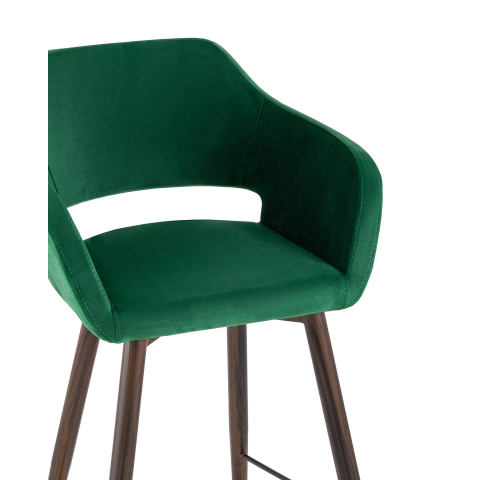 Стул барный Саймон велюр темно-зеленый
