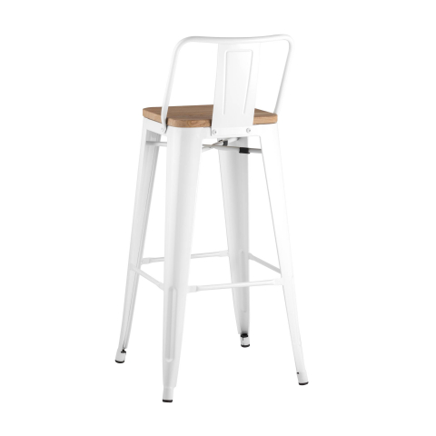 Стул барный TOLIX WOOD со спинкой белый глянцевый