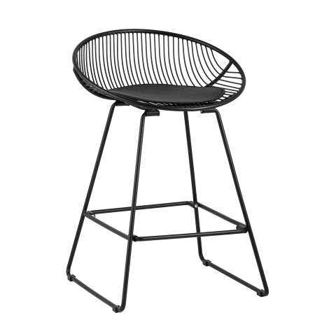 Стул полубарный UFO, черный, с черной подушкой 4 шт