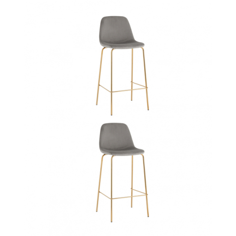 Стул барный Валенсия SN велюр серый золотые ножки 2 шт