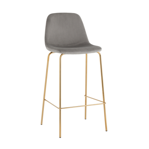 Стул барный Валенсия SN велюр серый золотые ножки