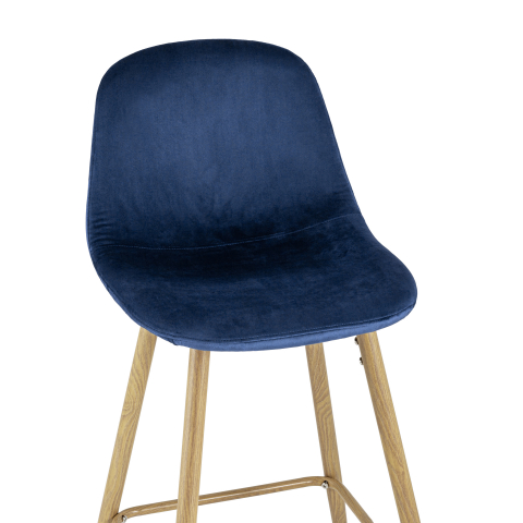 Стул барный Валенсия велюр синий ножки цвет дерево