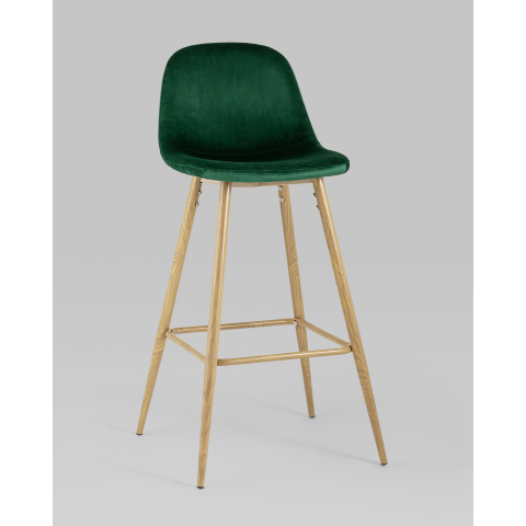 Стул барный Валенсия велюр зеленый ножки цвет дерево