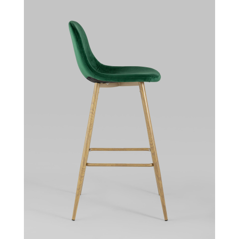 Стул барный Валенсия велюр зеленый ножки цвет дерево