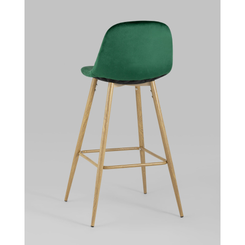 Стул барный Валенсия велюр зеленый ножки цвет дерево