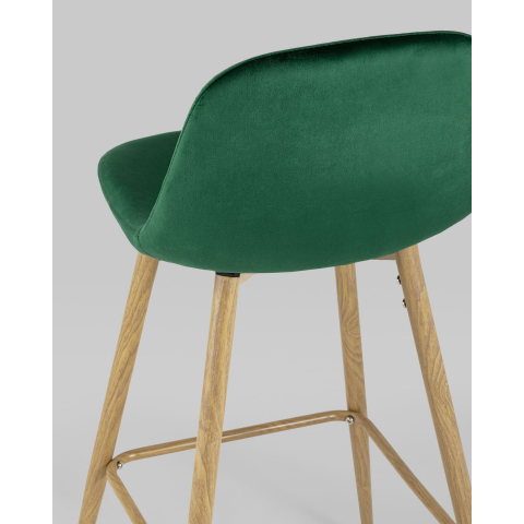 Стул барный Валенсия велюр зеленый ножки цвет дерево