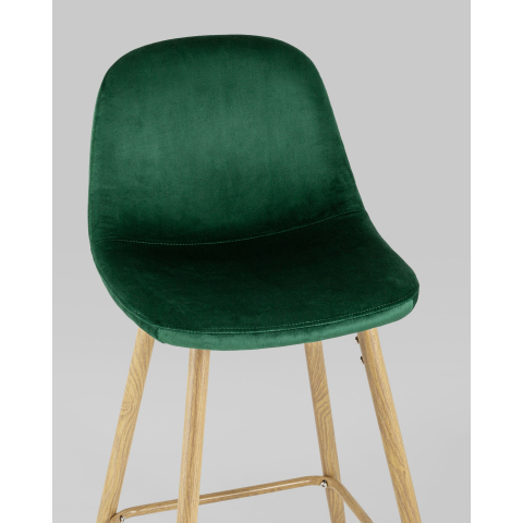 Стул барный Валенсия велюр зеленый ножки цвет дерево