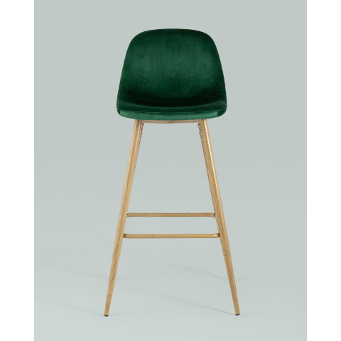 Стул барный Валенсия велюр зеленый ножки цвет дерево