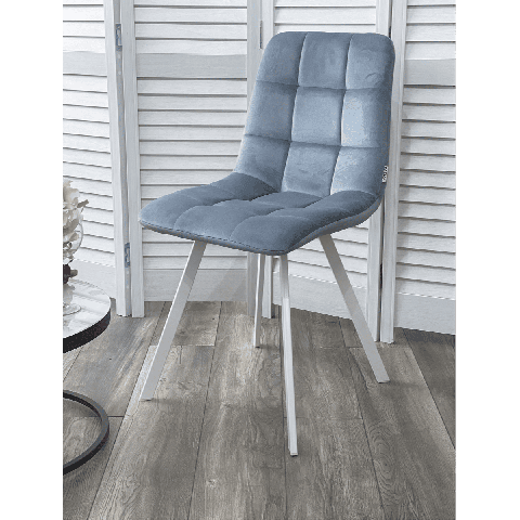 Стул CHILLI SQUARE G108-56 пудровый синий, ткань велюр / белый каркас
