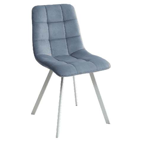 Стул CHILLI SQUARE G108-56 пудровый синий, ткань велюр / белый каркас