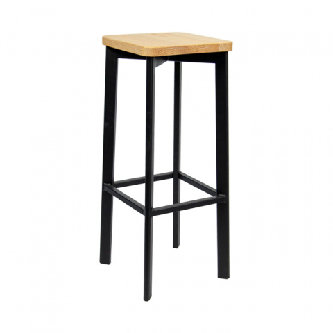 Барный табурет Дежавю С на металлическом каркасе с деревянным сиденьем