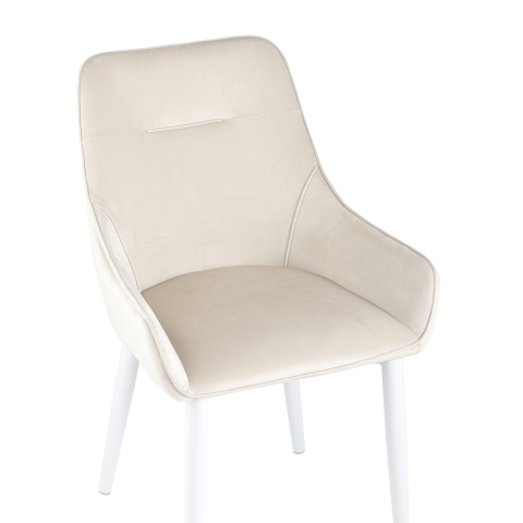 Стул Диана велюр кремовый ножки белые