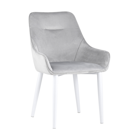 Стул Диана велюр серый ножки белые