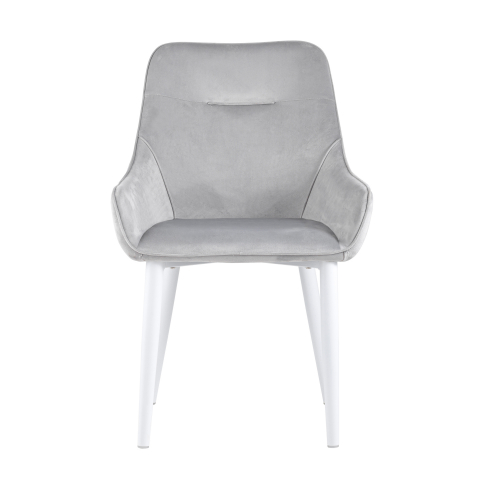 Стул Диана велюр серый ножки белые