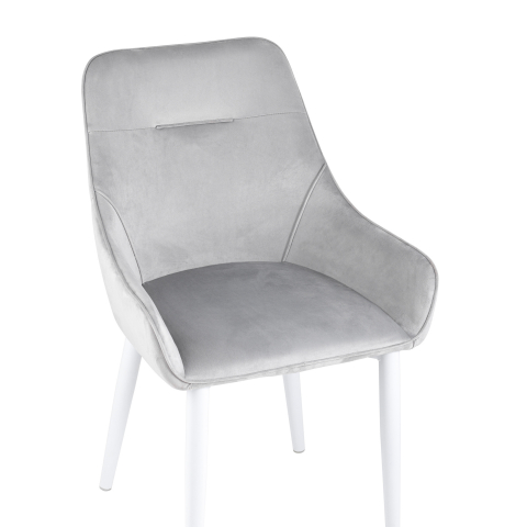 Стул Диана велюр серый ножки белые