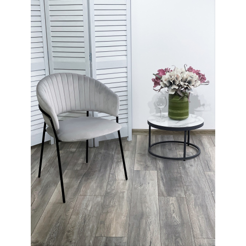 Стул ГЕММА, цвет H-09 Светло-серый, велюр / черный каркас