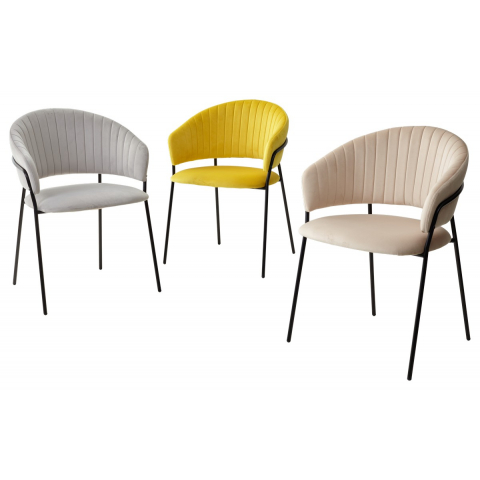 Стул ГЕММА, цвет H-09 Светло-серый, велюр / черный каркас