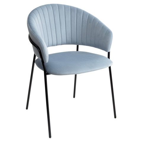 Стул ГЕММА, цвет Пыльный синий Confetti, велюр / черный каркас