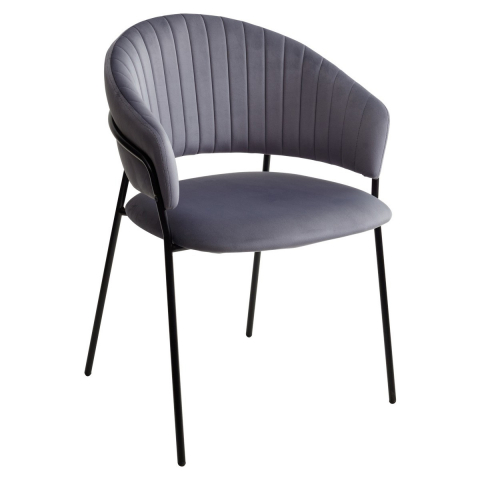 Стул ГЕММА, цвет серый H14, велюр / черный каркас