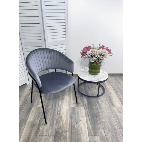 Стул ГЕММА, цвет серый H14, велюр / черный каркас