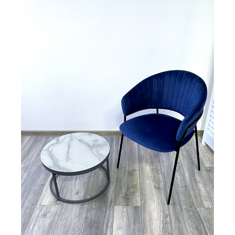 Стул ГЕММА, цвет Синий Confetti, велюр / черный каркас